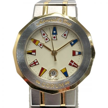  CORUM コルム アドミラルズカップ デイト 39.610.21 V-52 アイボリー クォーツ レディース 腕時計