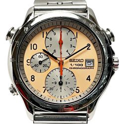 ☆☆ SEIKO セイコー スピードマスター 7T52-6A10 シルバー×オレンジ クォーツ メンズ 腕時計 Cランク