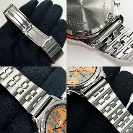  SEIKO セイコー スピードマスター 7T52-6A10 シルバー×オレンジ クォーツ メンズ 腕時計