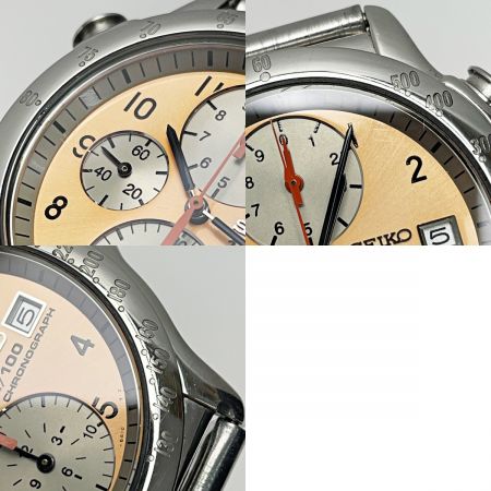  SEIKO セイコー スピードマスター 7T52-6A10 シルバー×オレンジ クォーツ メンズ 腕時計