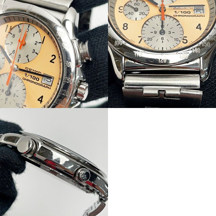 SEIKO セイコー スピードマスター 7T52-6A10 シルバー×オレンジ クォーツ メンズ 腕時計｜中古｜なんでもリサイクルビッグバン