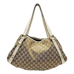 ☆☆ GUCCI グッチ GGキャンバス 130736 ベージュ トートバッグ レディース ゴールド金具 布袋有 Bランク