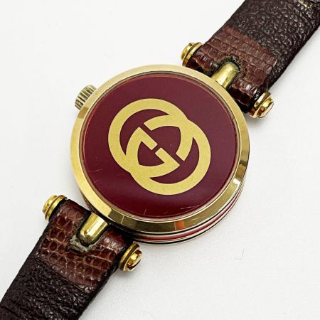  GUCCI グッチ シェリーライン アイボリー×ゴールド クォーツ アナログ レザー レディース 腕時計