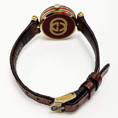  GUCCI グッチ シェリーライン アイボリー×ゴールド クォーツ アナログ レザー レディース 腕時計