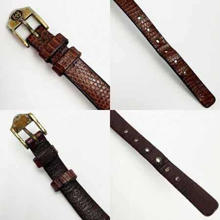  GUCCI グッチ シェリーライン アイボリー×ゴールド クォーツ アナログ レザー レディース 腕時計