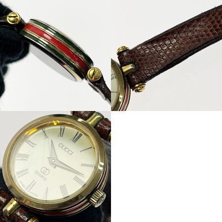  GUCCI グッチ シェリーライン アイボリー×ゴールド クォーツ アナログ レザー レディース 腕時計