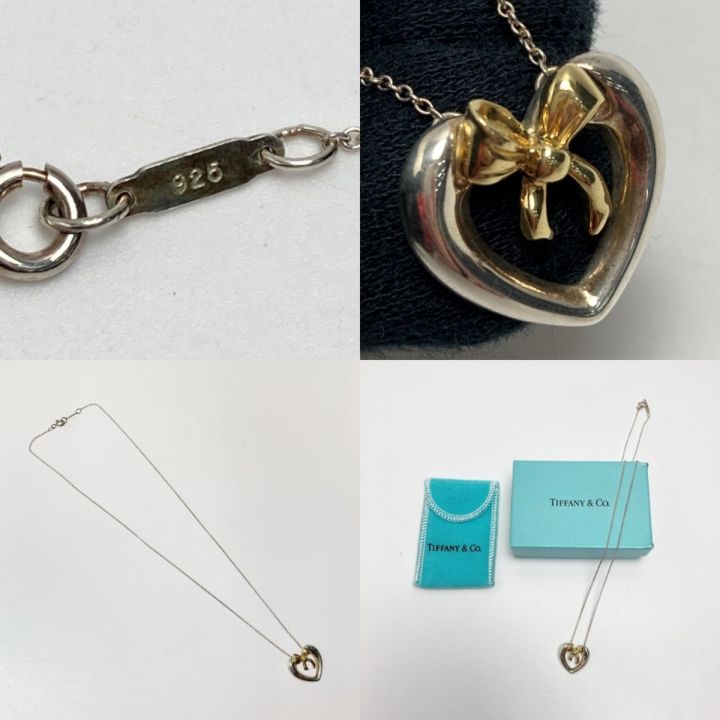 Tiffany & Co. ティファニー ハート＆リボン ネックレス SV925×750YG 箱・布袋有｜中古｜なんでもリサイクルビッグバン