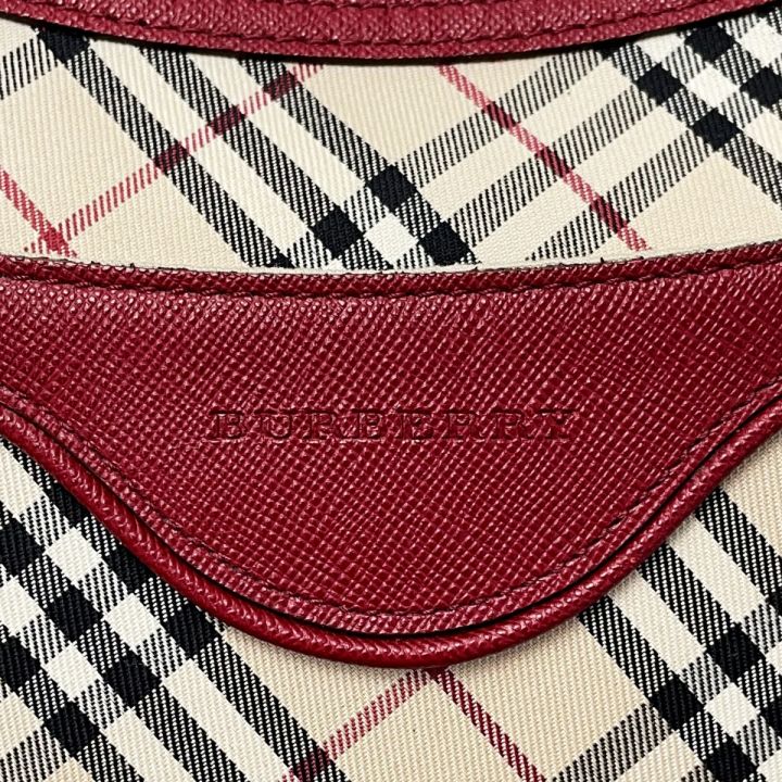 BURBERRY バーバリー ノバチェック レッド ワンショルダーバッグ キャンバス×レザー シルバー金具  レディース｜中古｜なんでもリサイクルビッグバン