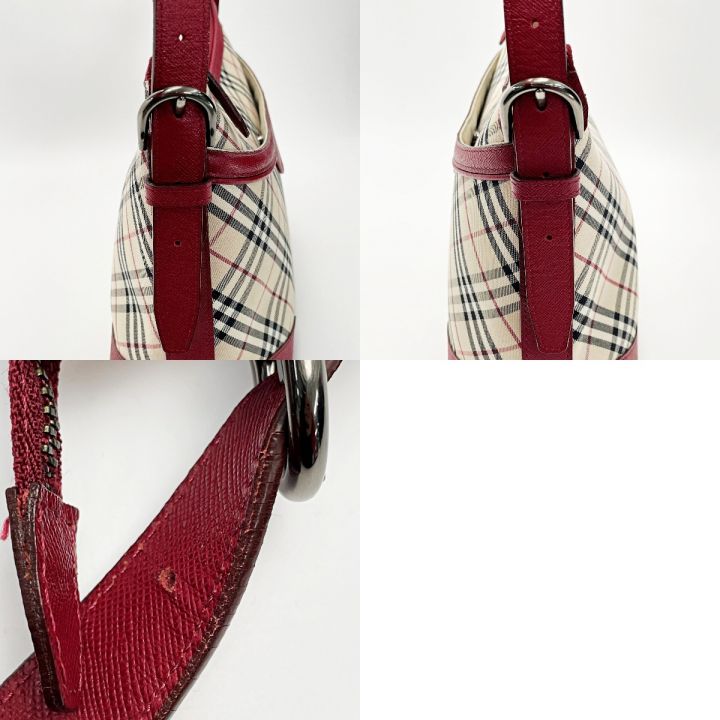 BURBERRY バーバリー ノバチェック レッド ワンショルダーバッグ キャンバス×レザー シルバー金具  レディース｜中古｜なんでもリサイクルビッグバン