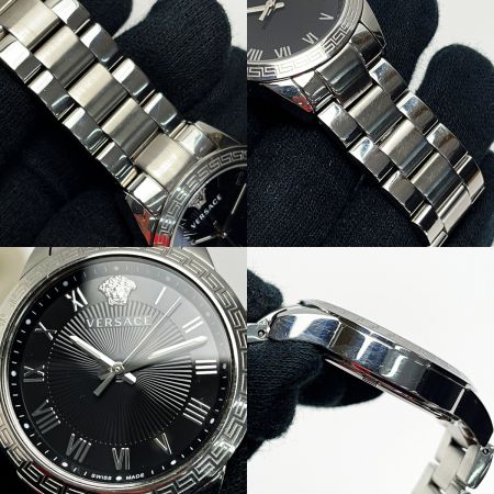  VERSACE ベルサーチ クォーツ P6F シルバー×ブラック ステンレススチール メンズ 腕時計