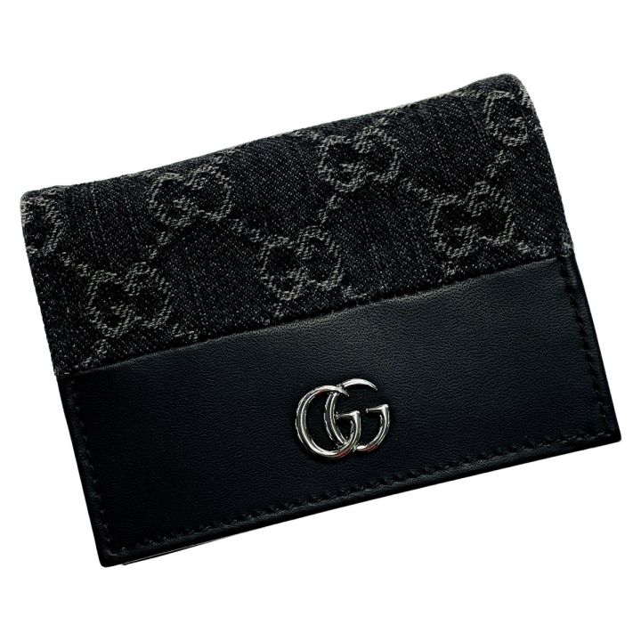 中古】 GUCCI グッチ ダブルG 658610 ブラック 2つ折り財布 GGデニム ...