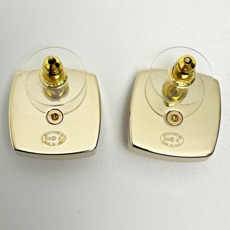  CHANEL シャネル ココマーク ABA746 シャンパンゴールド ピアス スクエア ラインストーン フェイクパール GP アクセサリー
