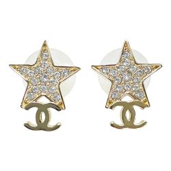 ☆☆ CHANEL シャネル ピアス ゴールド スター ココマーク　GP ラインストーン レディース アクセサリー Bランク