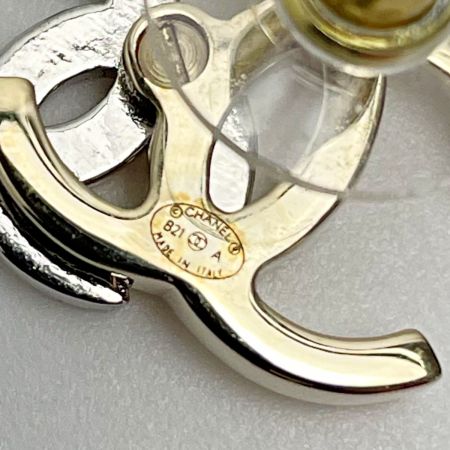  CHANEL シャネル ピアス ゴールド×シルバー ダブルココマーク GP ラインストーン レディース アクセサリー