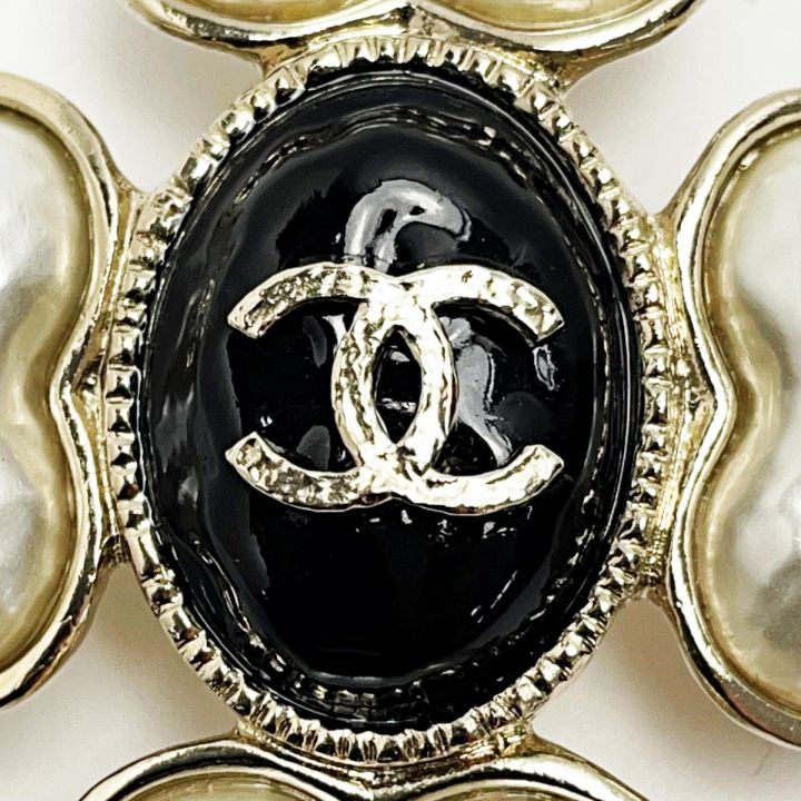 CHANEL シャネル ハート ブローチ AB7517 ゴールド×ホワイト×ブラック ココマーク フェイクパール  レディース｜中古｜なんでもリサイクルビッグバン