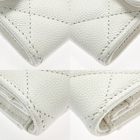  CHANEL シャネル マトラッセ ホワイト カードケース ココマーク キャビアスキン レディース ギャランティカード有