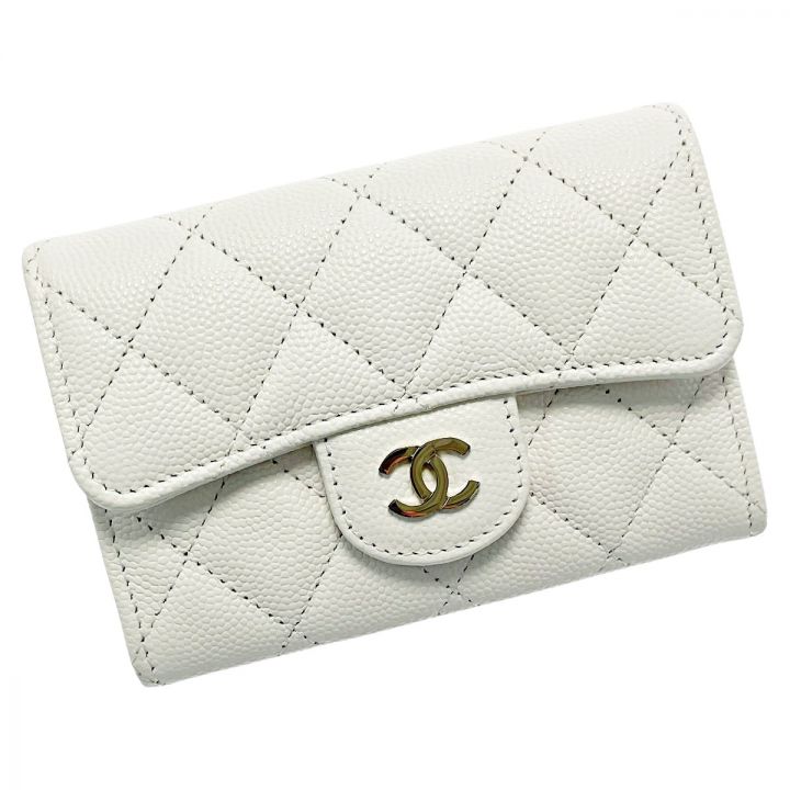 中古】 CHANEL シャネル マトラッセ ホワイト カードケース ココマーク ...