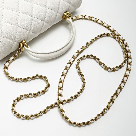  CHANEL シャネル マトラッセ トップハンドルミニフラップ AS2431 アイボリー チェーンショルダーバッグ キャビアスキン ギャランティ有