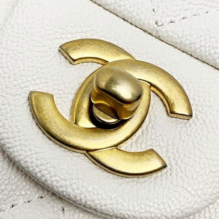  CHANEL シャネル マトラッセ トップハンドルミニフラップ AS2431 アイボリー チェーンショルダーバッグ キャビアスキン ギャランティ有