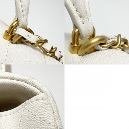  CHANEL シャネル マトラッセ トップハンドルミニフラップ AS2431 アイボリー チェーンショルダーバッグ キャビアスキン ギャランティ有