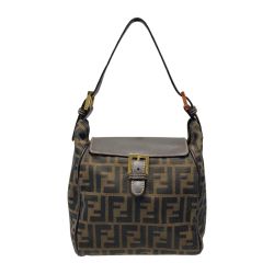 ☆☆ FENDI フェンディ ズッカ柄 ハンドバッグ 4 1524/0 9 ブラウン キャンバス×レザー ワンショルダー 布袋有 Bランク