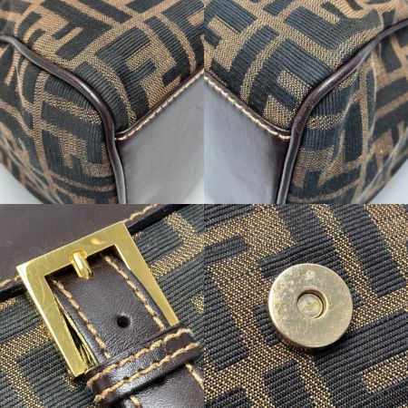  FENDI フェンディ ズッカ柄 ハンドバッグ 4 1524/0 9 ブラウン キャンバス×レザー ワンショルダー 布袋有