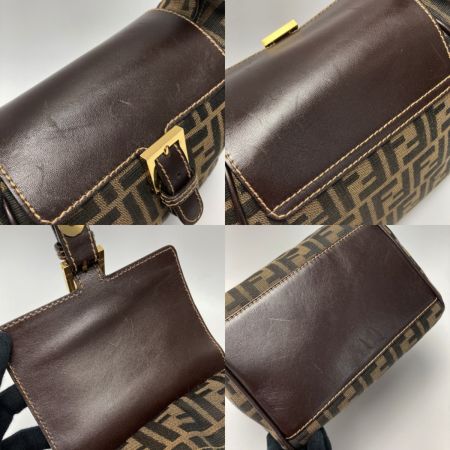  FENDI フェンディ ズッカ柄 ハンドバッグ 4 1524/0 9 ブラウン キャンバス×レザー ワンショルダー 布袋有