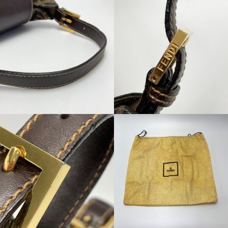  FENDI フェンディ ズッカ柄 ハンドバッグ 4 1524/0 9 ブラウン キャンバス×レザー ワンショルダー 布袋有