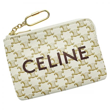 中古】 CELINE セリーヌ トリオンフ U-1E-5211 ホワイト コインケース ...