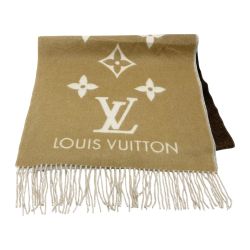 ☆☆ LOUIS VUITTON ルイヴィトン モノグラム マフラー・レイキャビック グラディエント M73675 ベージュ×ブラウン ストール カシミヤ Bランク