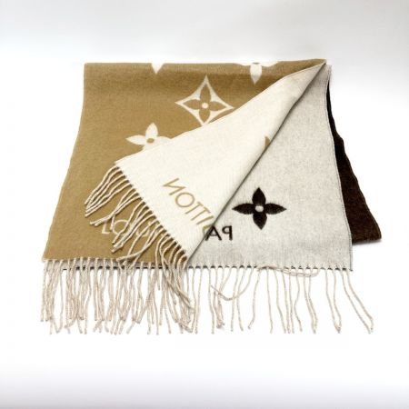  LOUIS VUITTON ルイヴィトン モノグラム マフラー・レイキャビック グラディエント M73675 ベージュ×ブラウン ストール カシミヤ