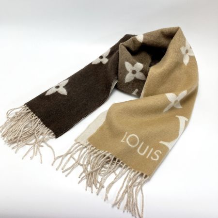  LOUIS VUITTON ルイヴィトン モノグラム マフラー・レイキャビック グラディエント M73675 ベージュ×ブラウン ストール カシミヤ