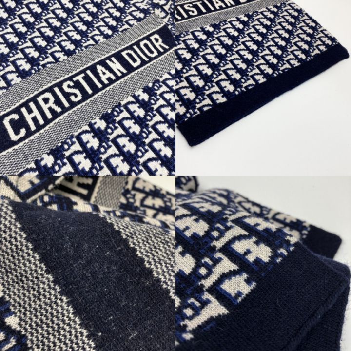 Christian Dior クリスチャンディオール オブリーク マフラー 91CDO313I171 ネイビー ウール/カシミヤ  ストール｜中古｜なんでもリサイクルビッグバン