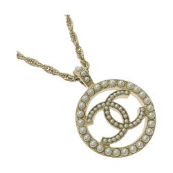 ☆☆ CHANEL シャネル ココマーク ラウンド ネックレス A21V ゴールド フェイクパール メタル Aランク