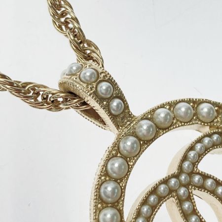  CHANEL シャネル ココマーク ラウンド ネックレス A21V ゴールド フェイクパール メタル