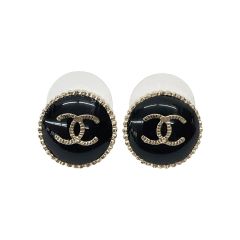  CHANEL シャネル ピアス メタル レジン ココマーク A95896 ブラック×ゴールド Aランク