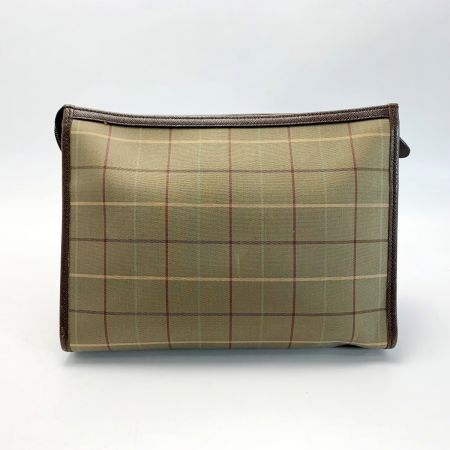  Burberrys バーバリーズ チェック柄 キャンバス×レザー オリーブ セカンドバッグ クラッチバッグ