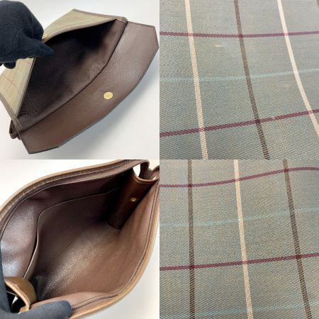 Burberrys バーバリーズ チェック柄 キャンバス×レザー オリーブ セカンドバッグ クラッチバッグ