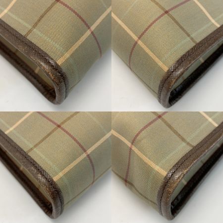  Burberrys バーバリーズ チェック柄 キャンバス×レザー オリーブ セカンドバッグ クラッチバッグ