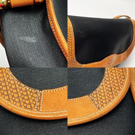  Christian Dior クリスチャンディオール ショルダーバッグ ブラック PVC×レザー レディース ヴィンテージ ゴールド金具