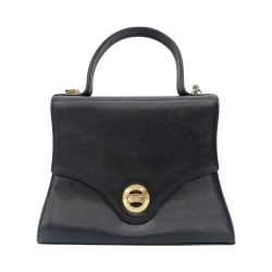 〇〇 GIVENCHY ジバンシー 2WAYハンドバッグ SACS A MAIN サークルロゴ ストラップ付 オールド・ジバンシィ  ブラック Bランク
