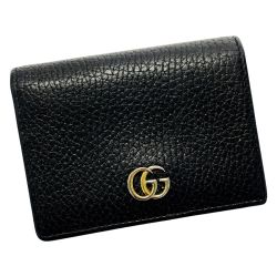 ☆☆ GUCCI グッチ GGマーモント 456126 ブラック 2つ折り財布 レザー レディース ゴールド金具 Bランク