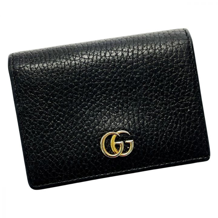 GUCCI グッチ GGマーモント 456126 ブラック 2つ折り財布 レザー レディース ゴールド金具｜中古｜なんでもリサイクルビッグバン