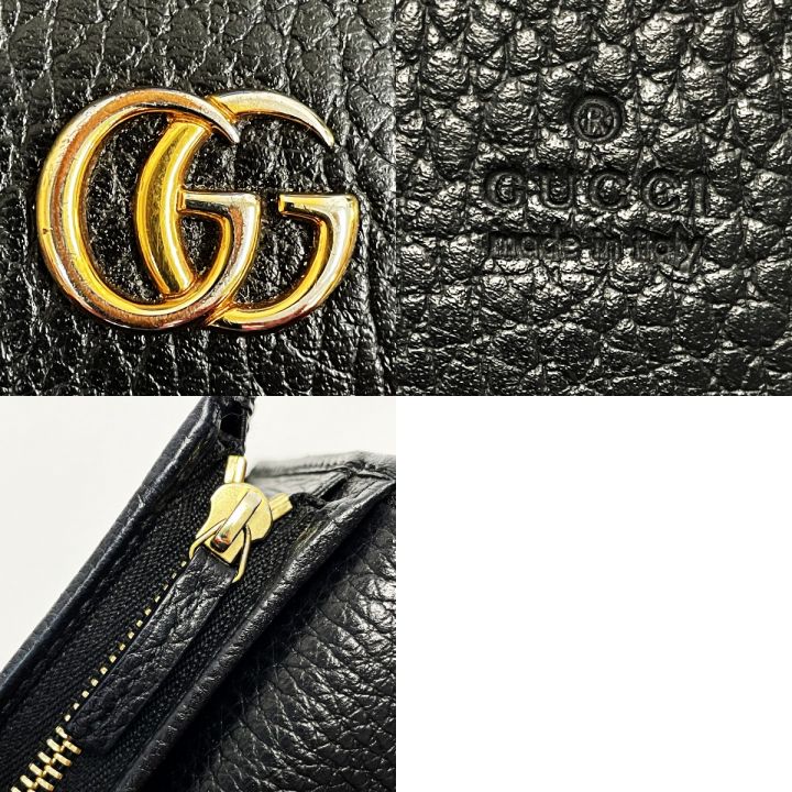 中古】 GUCCI グッチ GGマーモント 456126 ブラック 2つ折り財布 レザー レディース ゴールド金具｜総合リサイクルショップ  なんでもリサイクルビッグバン オンラインストア