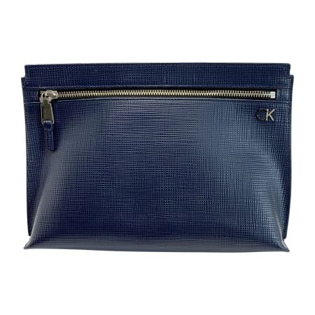  Calvin Klein カルバンクライン レザー ネイビー クラッチバッグ メンズ