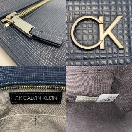  Calvin Klein カルバンクライン レザー ネイビー クラッチバッグ メンズ