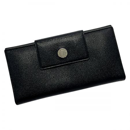  BVLGARI ブルガリ クラシコ Wホック財布 ブラック グレインレザー レディース シルバー金具