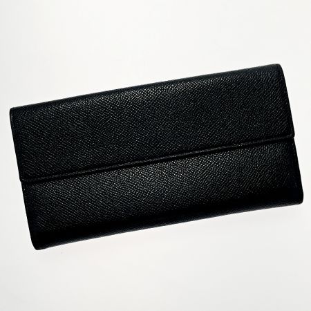  BVLGARI ブルガリ クラシコ Wホック財布 ブラック グレインレザー レディース シルバー金具