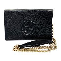 ☆☆ GUCCI グッチ SOHO 598211 ブラック ショルダーバッグ インターロッキング GG レディース ゴールド金具 箱・布袋有 Bランク