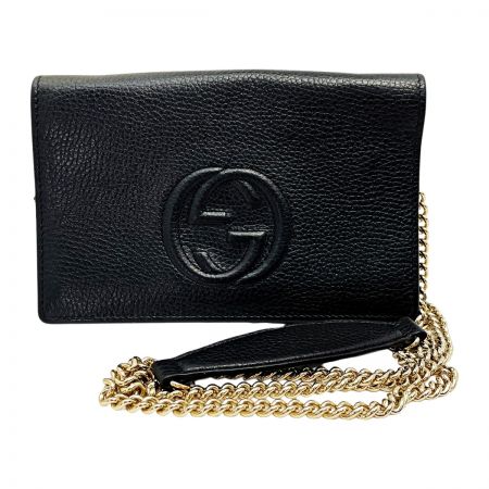  GUCCI グッチ SOHO 598211 ブラック ショルダーバッグ インターロッキング GG レディース ゴールド金具 箱・布袋有